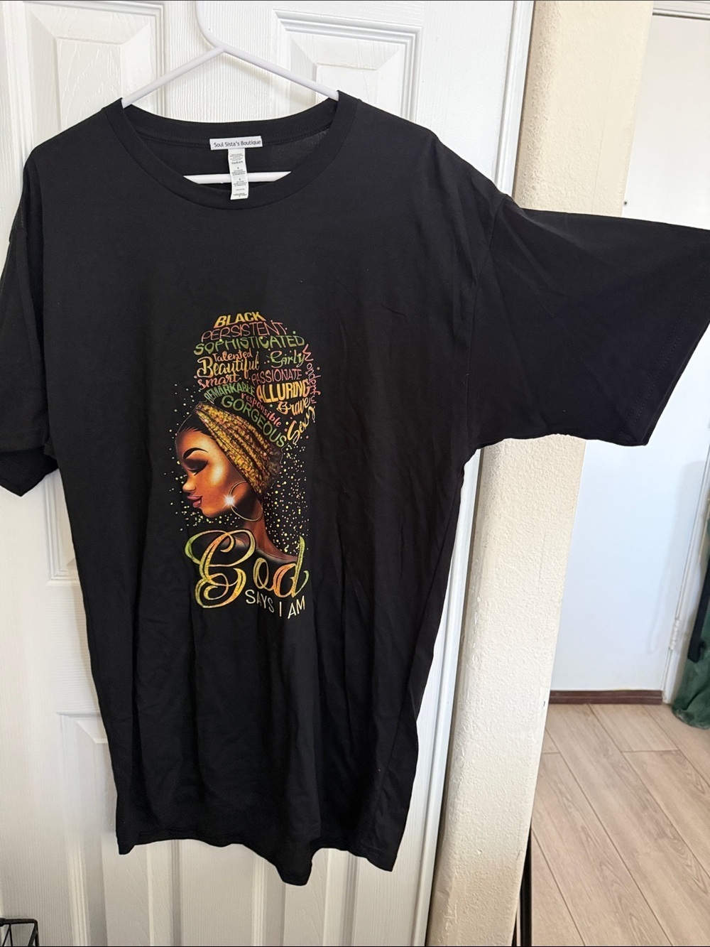 "God Says I Am" Black Graphic Women's Tee - Picture 4 of 6